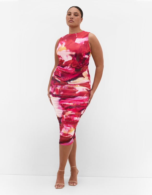 City Chic - Livia Ruched Print Skirt