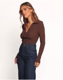 Petal & Pup - Emmerson Long Sleeve Knit Top - Chocolate