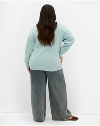 City Chic - Plus size Claudia Relaxed Knit Jumper - seafoam