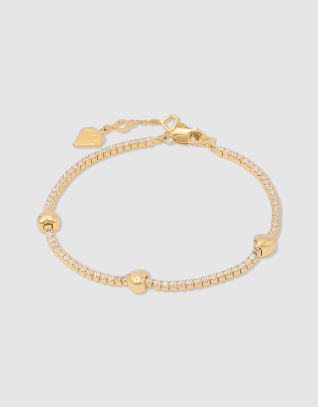 Wanderlust + Co - Heart Pave 14K Gold Vermeil Petite Tennis Bracelet