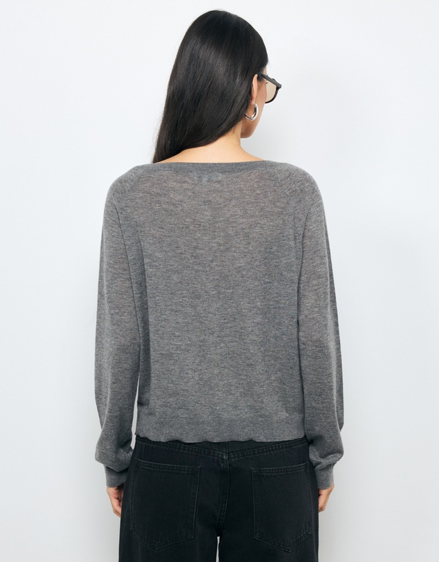 AERE - Asha Semi-Sheer Merino Wool Henley Top