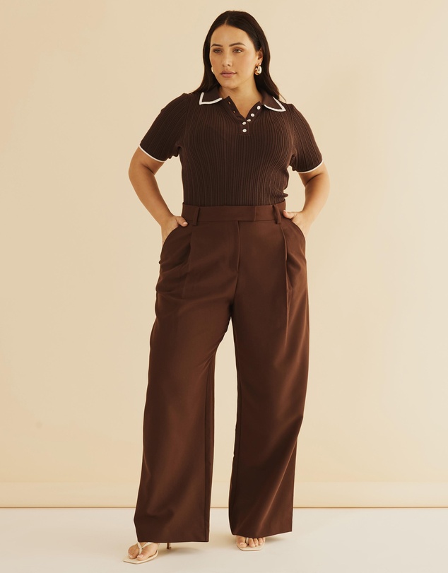 Atmos&Here Curvy - Olaria Contrast Knit Top