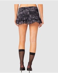 EDIKTED - Nightlife Printed Ruffle Mini Skort