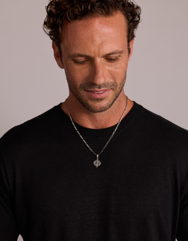 Michael Hill - Black Diamond Compass Pendant in Sterling Silver