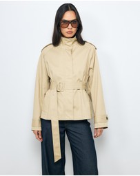 AERE - Sadie Funnel Neck Crop Trench Coat