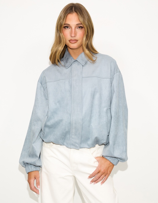 Dazie - Hailey Faux Suede Bomber Jacket