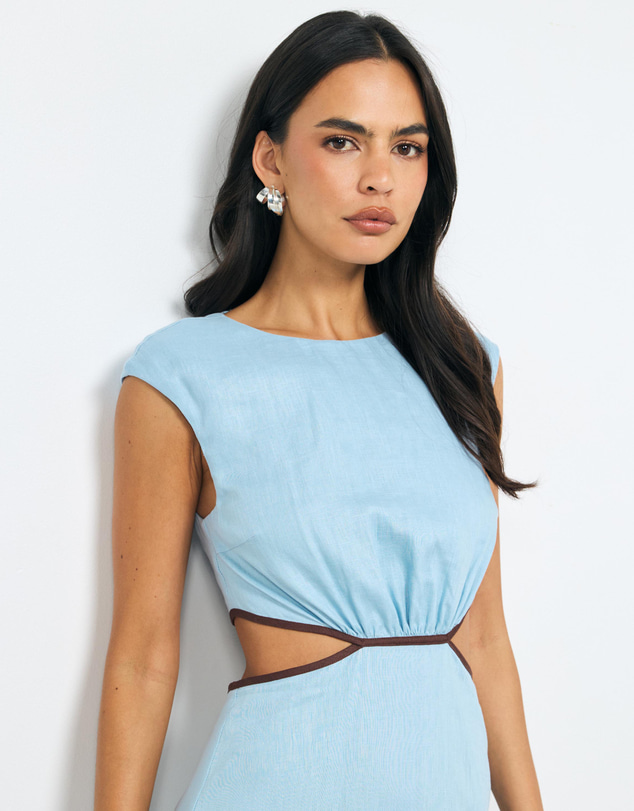AERE - Elsin Contrast Linen Midi Dress
