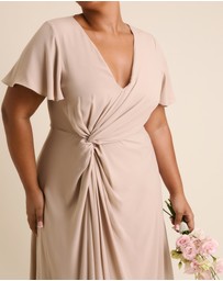 Six Stories - Knot Front Flutter Sleeve Chiffon Bridesmaid Dress