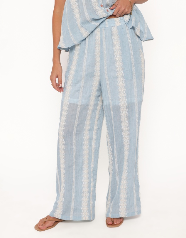 Petal & Pup - Mila Embroidered Pant Set - Light Blue