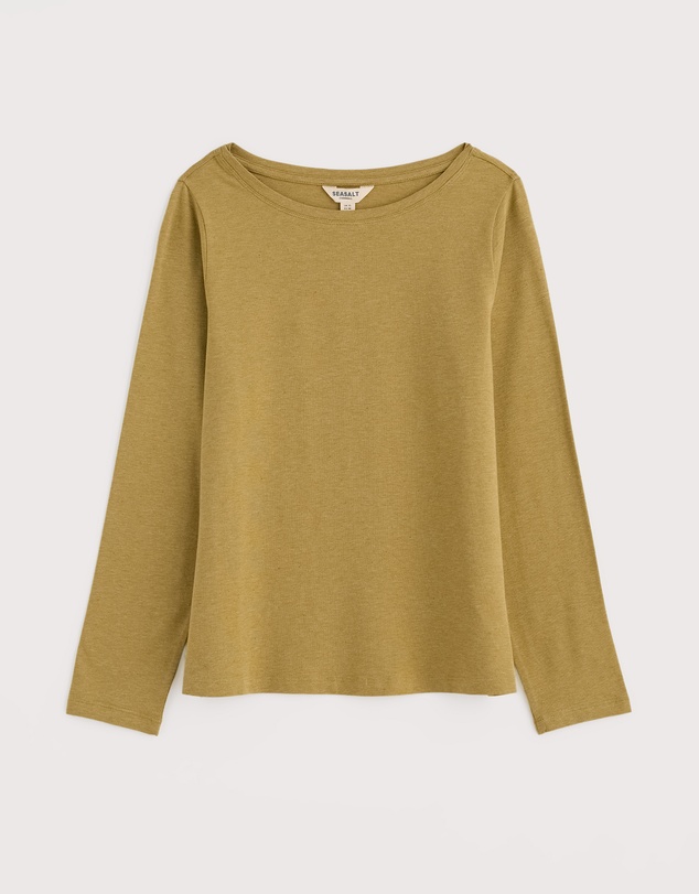 Seasalt - Seasalt Cornwall Green Easel Long Sleeve Top Jersey