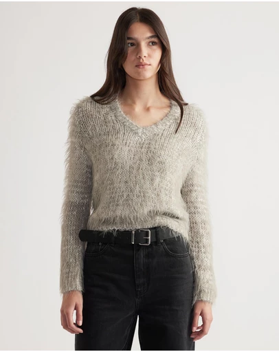 Decjuba - Mai Fluffy V-Neck Knit Jumper