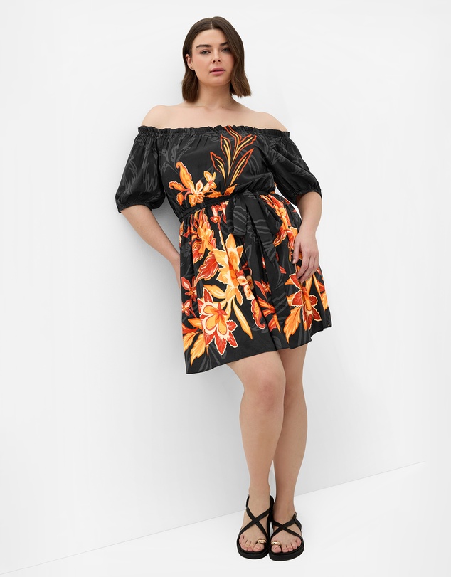 City Chic - Plus size Island Breeze Placement Dress - black