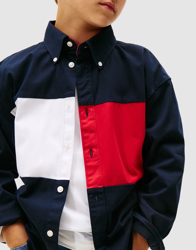 Tommy Hilfiger - Heritage Regular Fit Colour-Blocked Back Flag Shirt - Teens