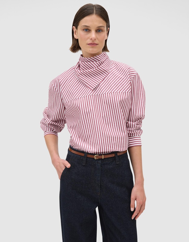 Oroton - Scarf Tie Stripe Shirt