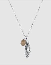 Kuzzoi - ICONIC EXCLUSIVE - Necklace Men Feather Pendant with Quartz Gemstone in 925 Sterling Silver