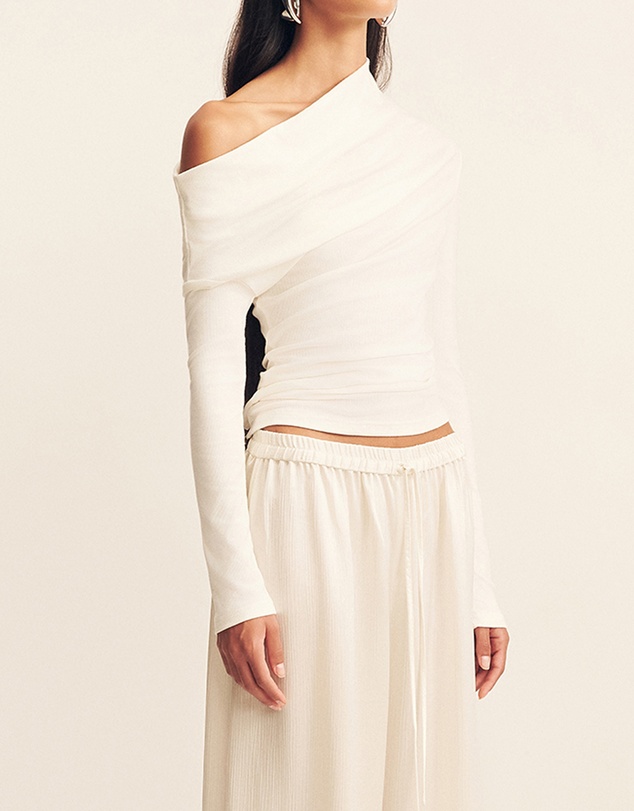 Shona Joy - Aby Draped Asymmetrical LS Top