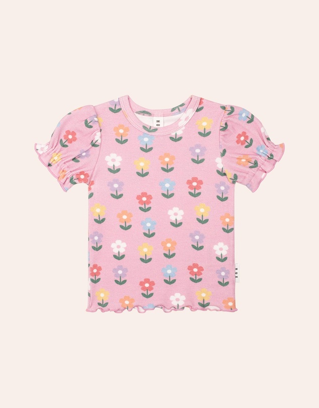 Huxbaby - Multi Colour Daisy Rib Tee - Babies-Kids