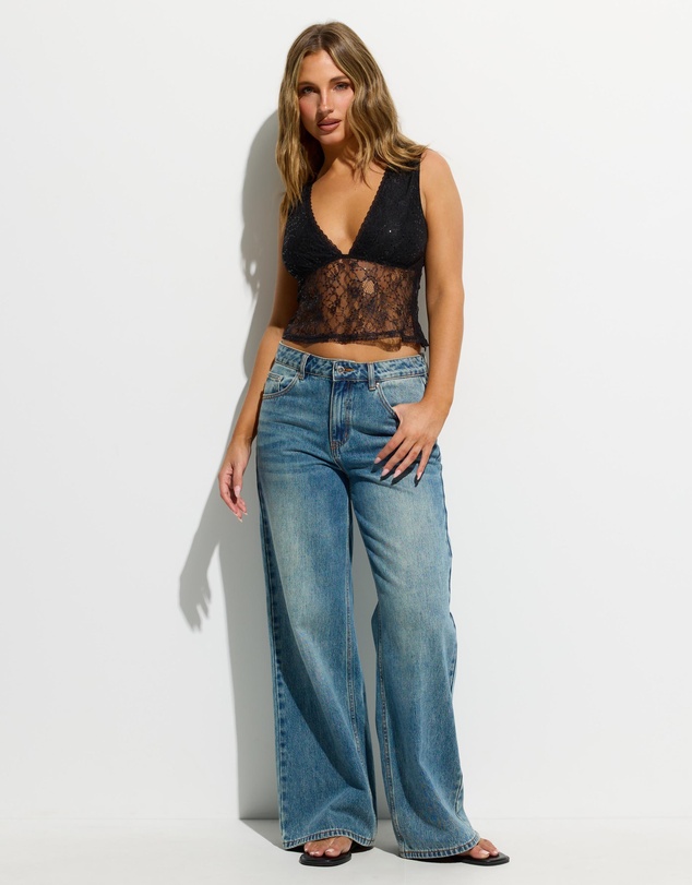 Dazie - Isabella Sequin Lace Top