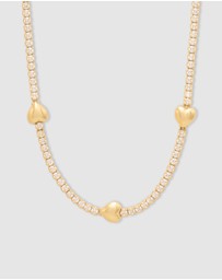 Wanderlust + Co - Heart Pave 14K Gold Vermeil Petite Tennis Necklace
