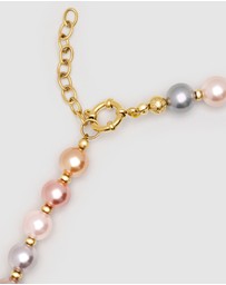 Nialaya Jewellery - Pastel Pearl Necklace with Gold