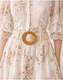 Miz Casa and Co - Cream Rattan Woven Belt