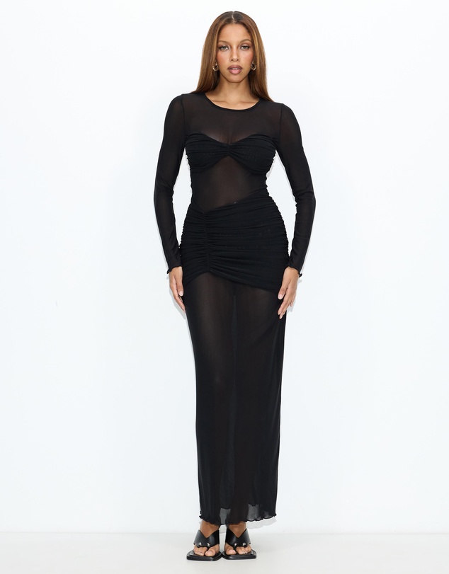 Dazie - Lucia Ruched Mesh Maxi Dress