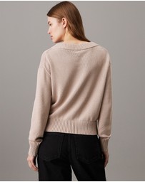Calvin Klein Jeans - Cotton Badge V-neck Jumper
