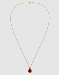 Kuzzoi - ICONIC EXCLUSIVE - Necklace Male Geometric Red Enamel 925 Sterling Silver Gold Plated