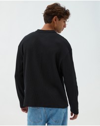 AERE - Textured Cotton Henley Tee