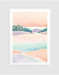 Olive et Oriel - Landscape In Pastel by Ohkimiko Art Print
