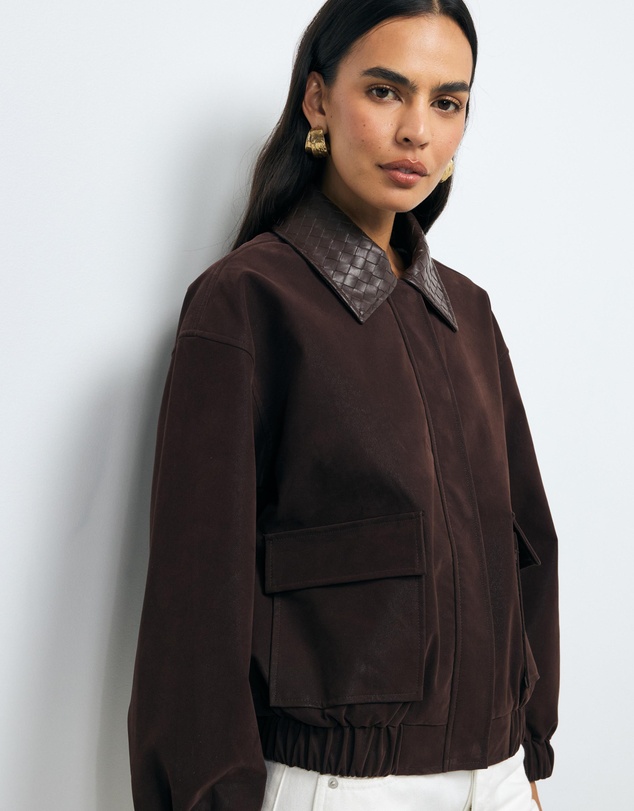 AERE - Adie Suede Look Bomber Jacket