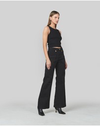 DRICOPER DENIM - Piper Black Wide Leg Trousers