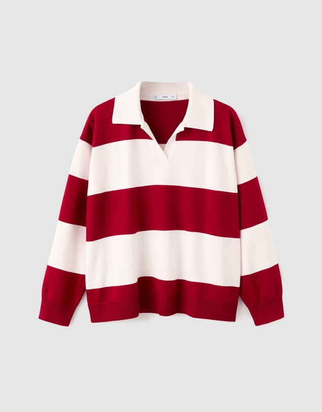 M.N.G - Striped Polo-Neck Sweater