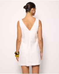 AERE - Tali Lace Trim Linen Shift Dress