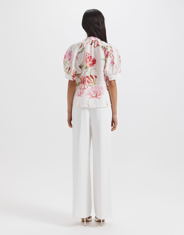 SABA - Mariposa Silk Linen Short Sleeve Blouse