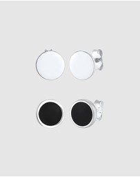 Kuzzoi - ICONIC EXCLUSIVE - Earrings Men Set Stud Circle Geo with Enamel in 925 Sterling Silver