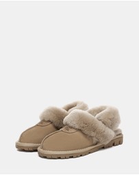EVERAU - Australian Shepherd Ugg Waffle Fluffy Double Faced Sheepskin Upper House Shoes