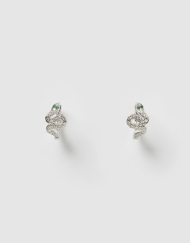 Izoa - Cobra Huggie Earrings Silver
