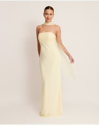 Six Stories - Chiffon Bandeau Satin Maxi Dress