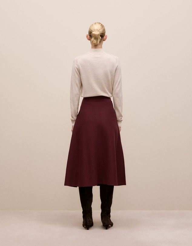 Trenery - Merino Milano Knit Skirt in Red Mahogany