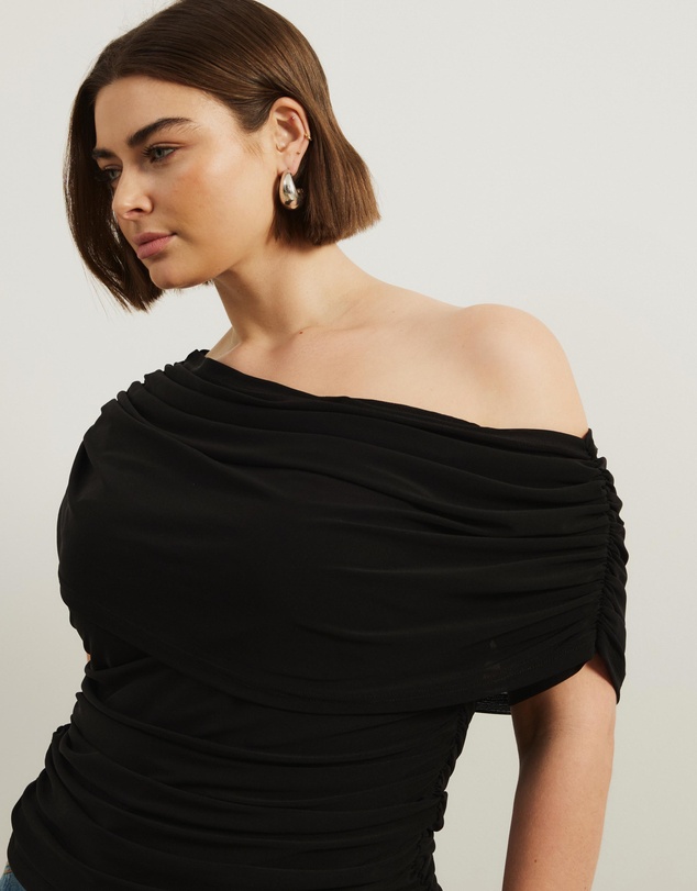 Atmos&Here Curvy - Winnie Off Shoulder Mesh Top