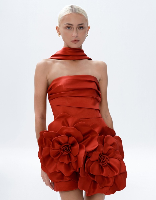 JUSTIN TONG - Crimson Bloom Dress