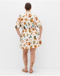 City Chic - Plus size Amore Print Mini Dress - ivory