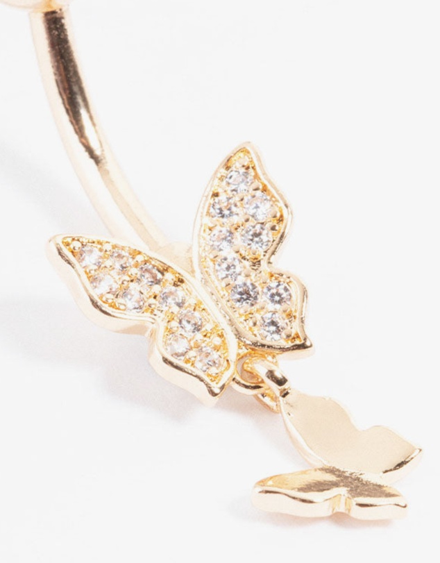 Lovisa - Gold Plated Titanium Double Butterfly Belly Ring