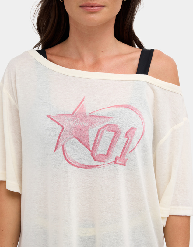 RVCA - Womens Leisure Club Off The Shoulder T-Shirt