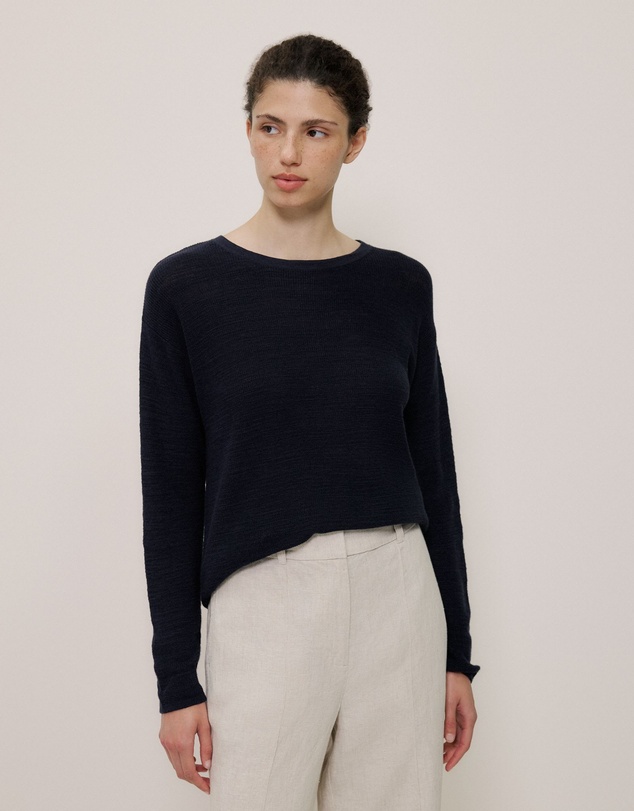 Trenery - Linen Cotton Pullover in Night Sky