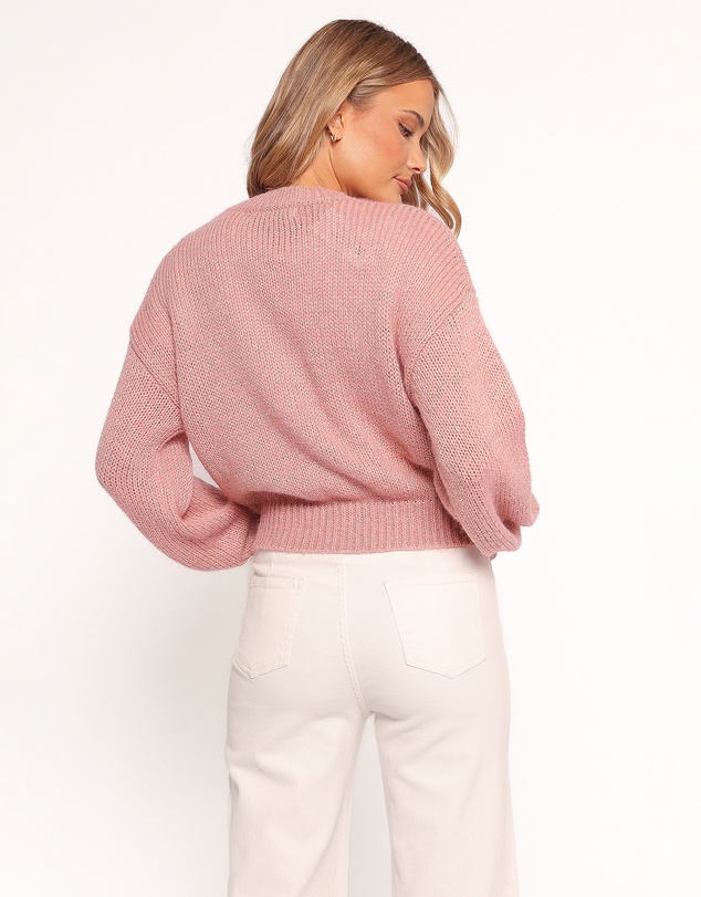 Petal & Pup - Addie Tonal Flower Knit Sweater - Pink