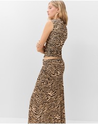 UNISON - Sleeveless Ruched Mesh Top