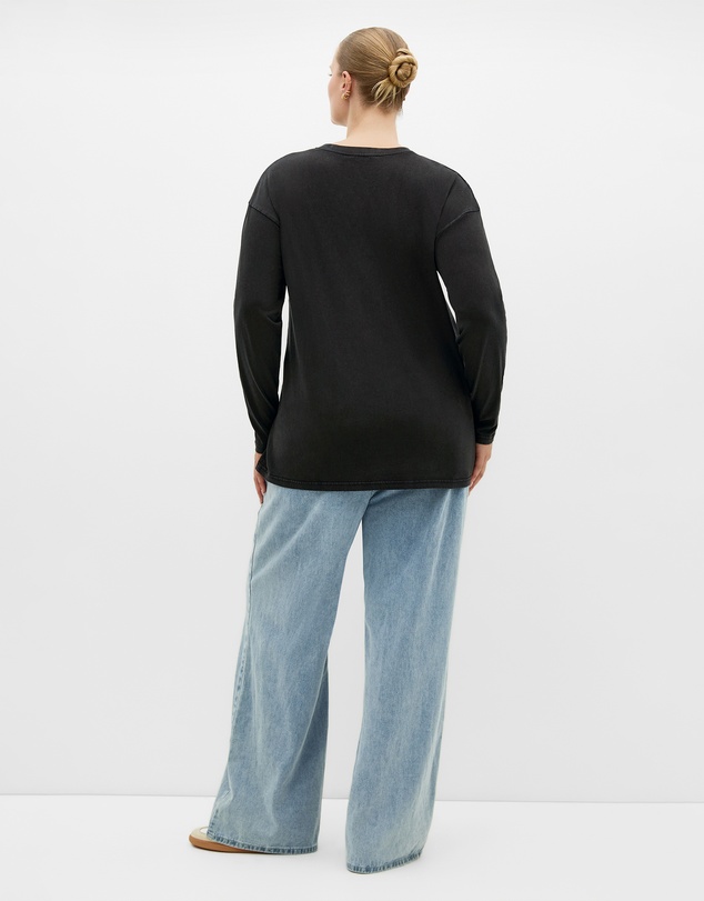 City Chic - Plus size Venice Beach Long Sleeve Tee - black