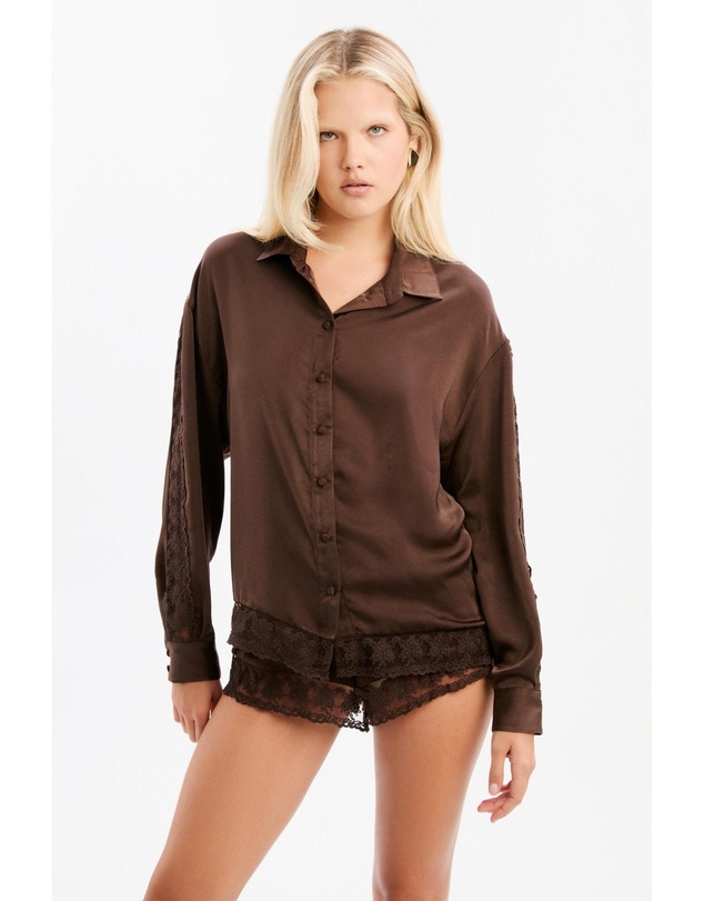 Bardot - Bonita Satin Lace Shirt